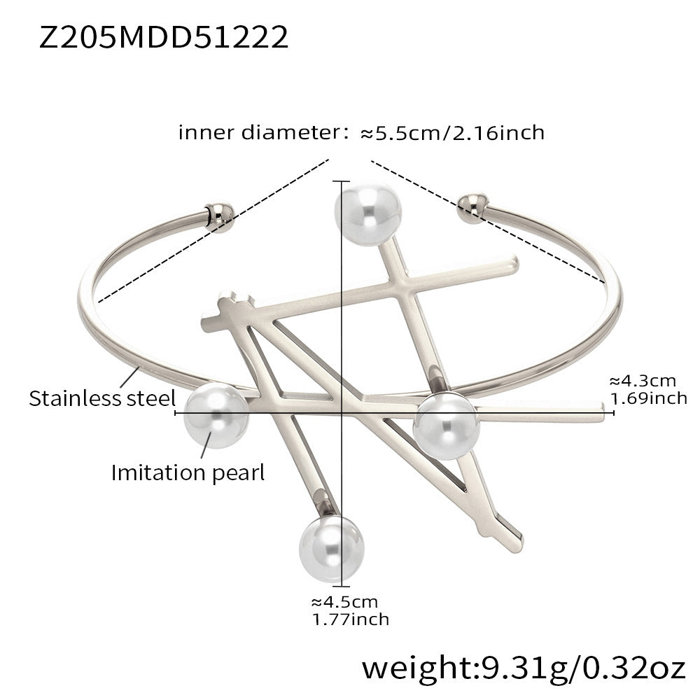 316L Stainless Steel Minimalist Geometric Open Bangle Set