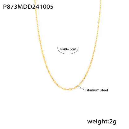Gold tone stainless steel herringbone chain necklace, 40+5cm extender, lightweight 2g.