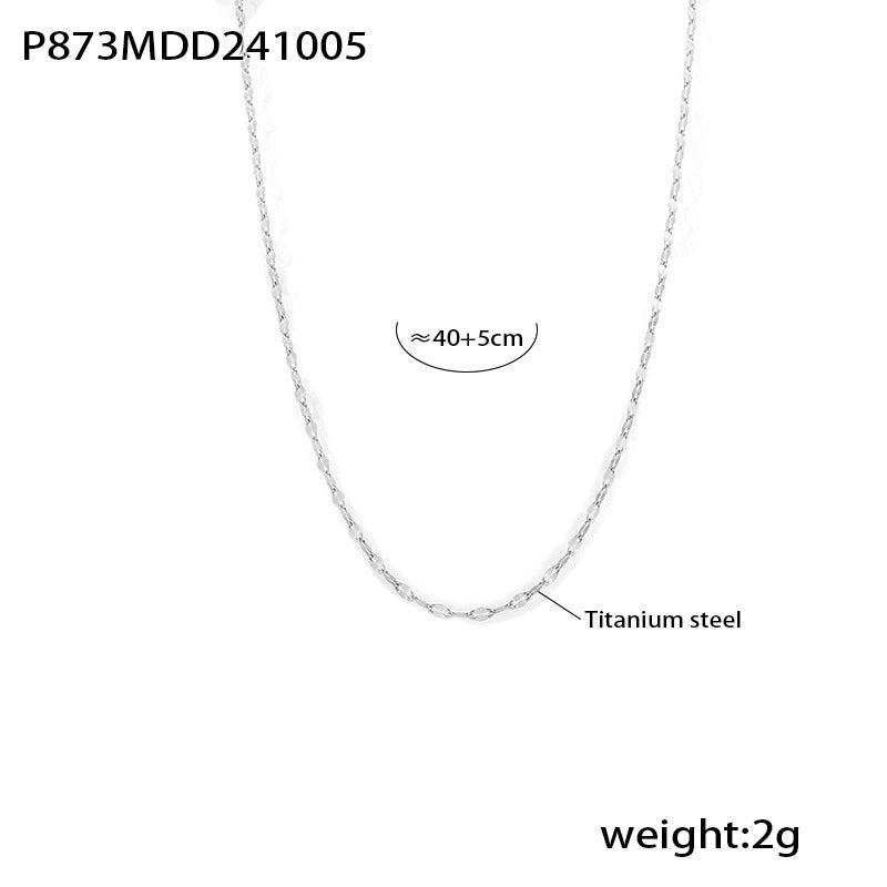 Silver tone stainless steel herringbone chain necklace, 40+5cm extender, lightweight 2g.
