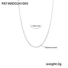 Silver tone stainless steel herringbone chain necklace, 40+5cm extender, lightweight 2g.