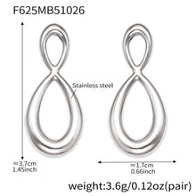 316L Stainless Steel Mixed Metal Two-Tone Infinity Figure-Eight Drop Earrings