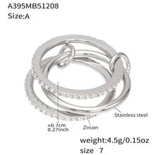 316L Stainless Steel Lock & Key Pave Stacked Ring with 18K Gold PVD