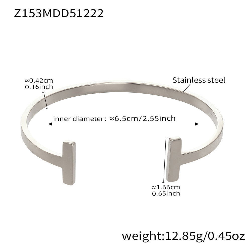 316L Stainless Steel Minimalist Geometric Open Bangle Set