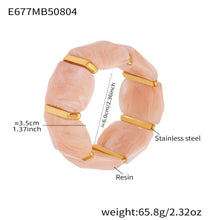 316L Stainless Steel Irregular Textured Wide Resin Stretch Bracelet