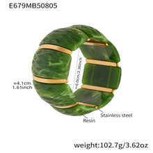 316L Stainless Steel Irregular Textured Wide Resin Stretch Bracelet