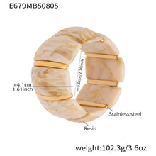 316L Stainless Steel Irregular Textured Wide Resin Stretch Bracelet