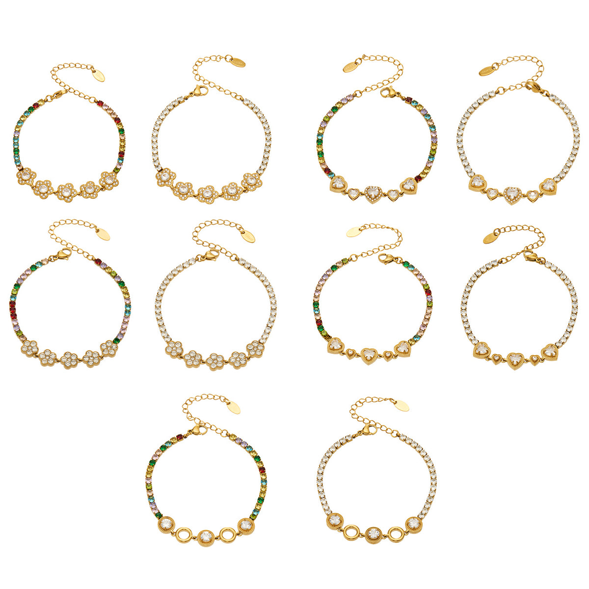 Stainless steel zircon chain bracelet collection
