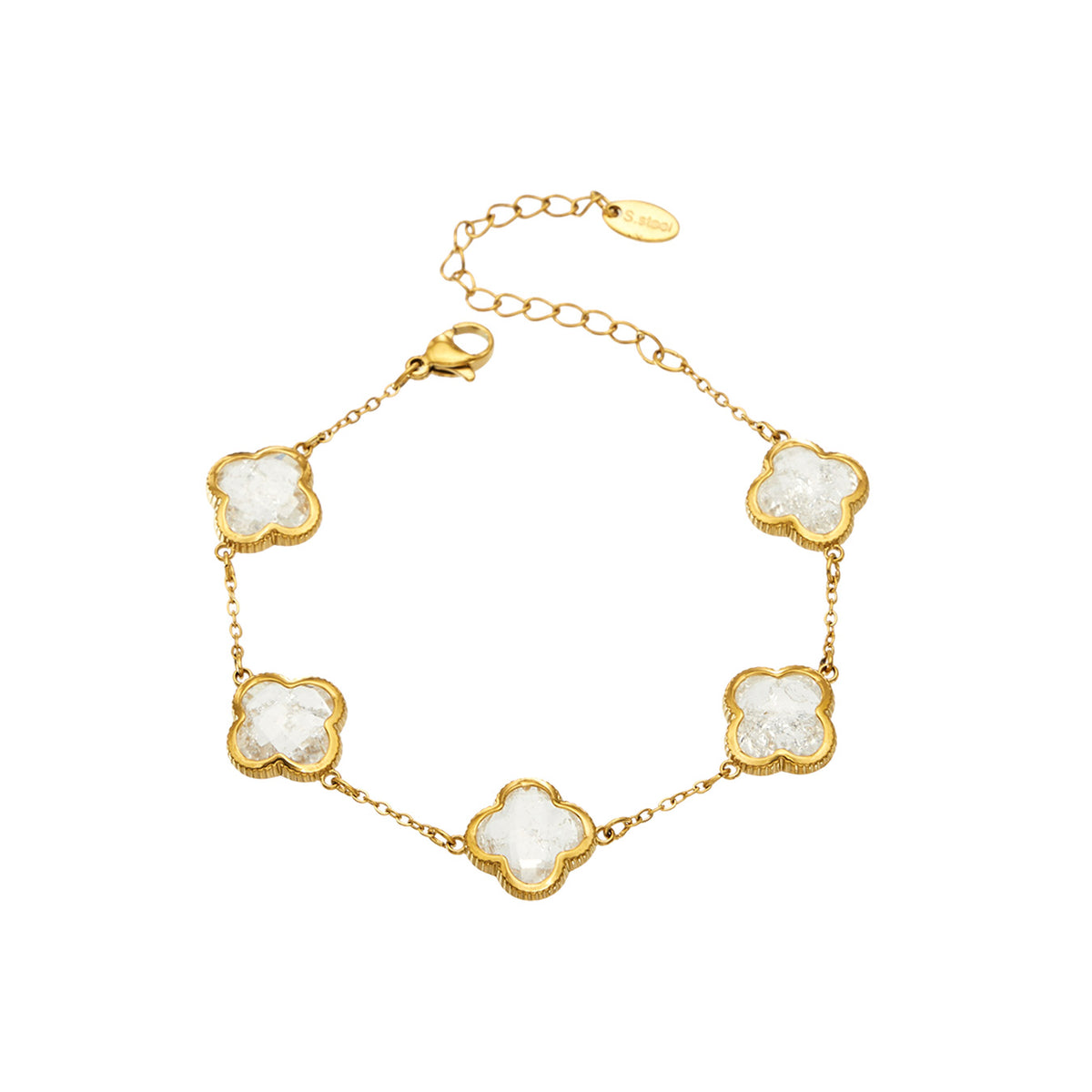 Stainless steel zircon clover bracelet