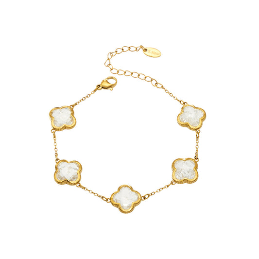Stainless steel zircon clover bracelet