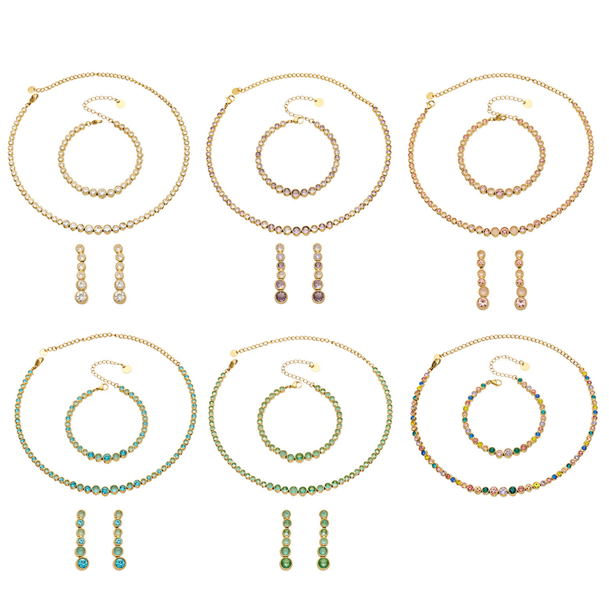 Stainless steel zircon jewelry set