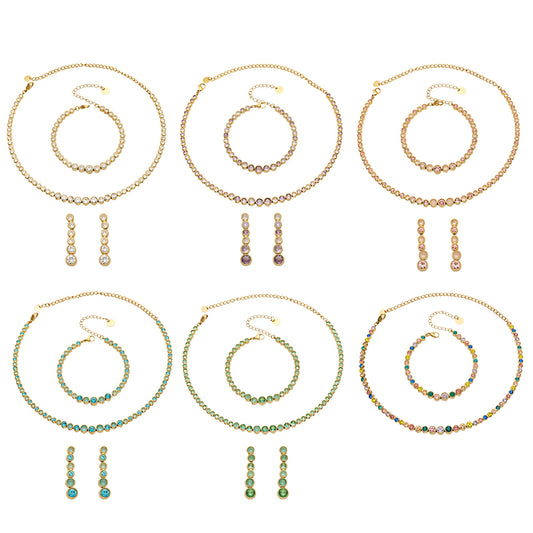 Stainless steel zircon jewelry set