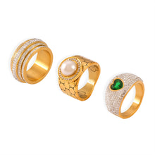 Stainless steel zircon statement ring collection