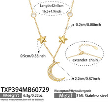 Gold star and moon zircon necklace chain length and pendant specification guide