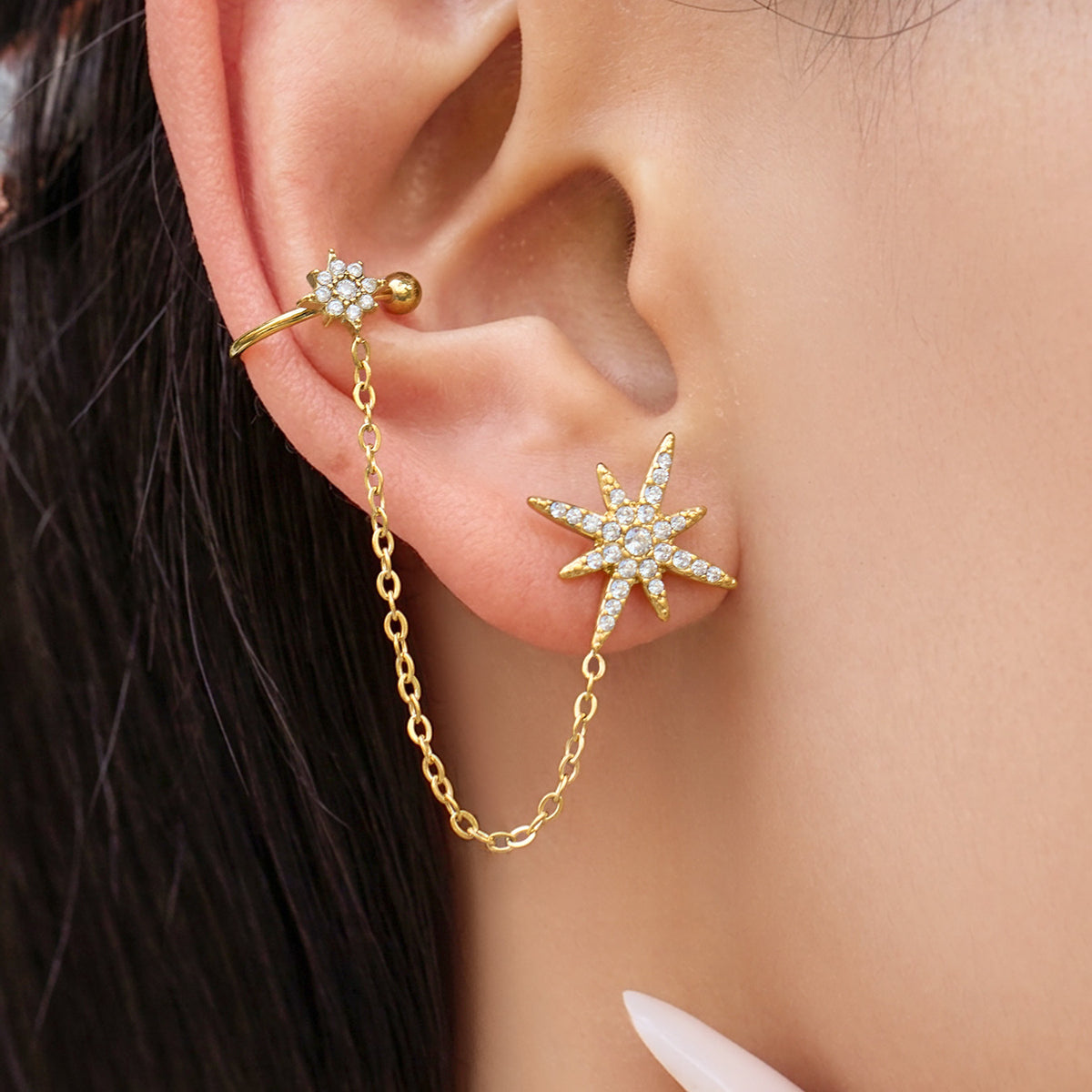 Elegant display of star zircon jewelry