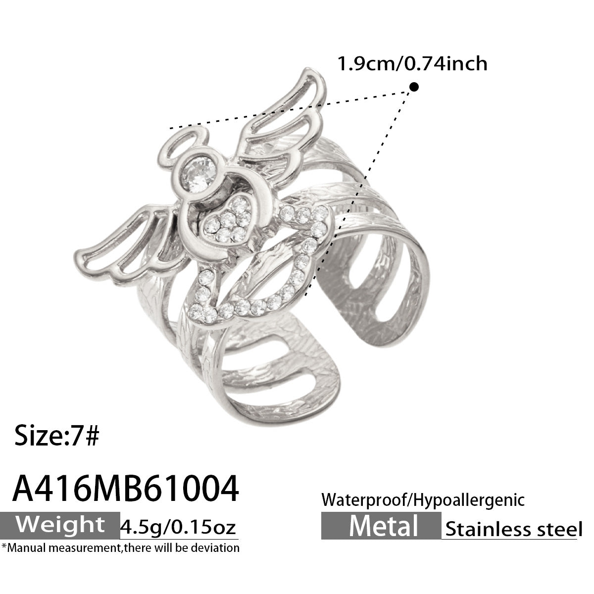 316L Stainless Steel 18K PVD Gold Star Zircon Open Ring made with 316L stainless steel and 18K PVD gold finish for wholesale jewelry buyers - image 14