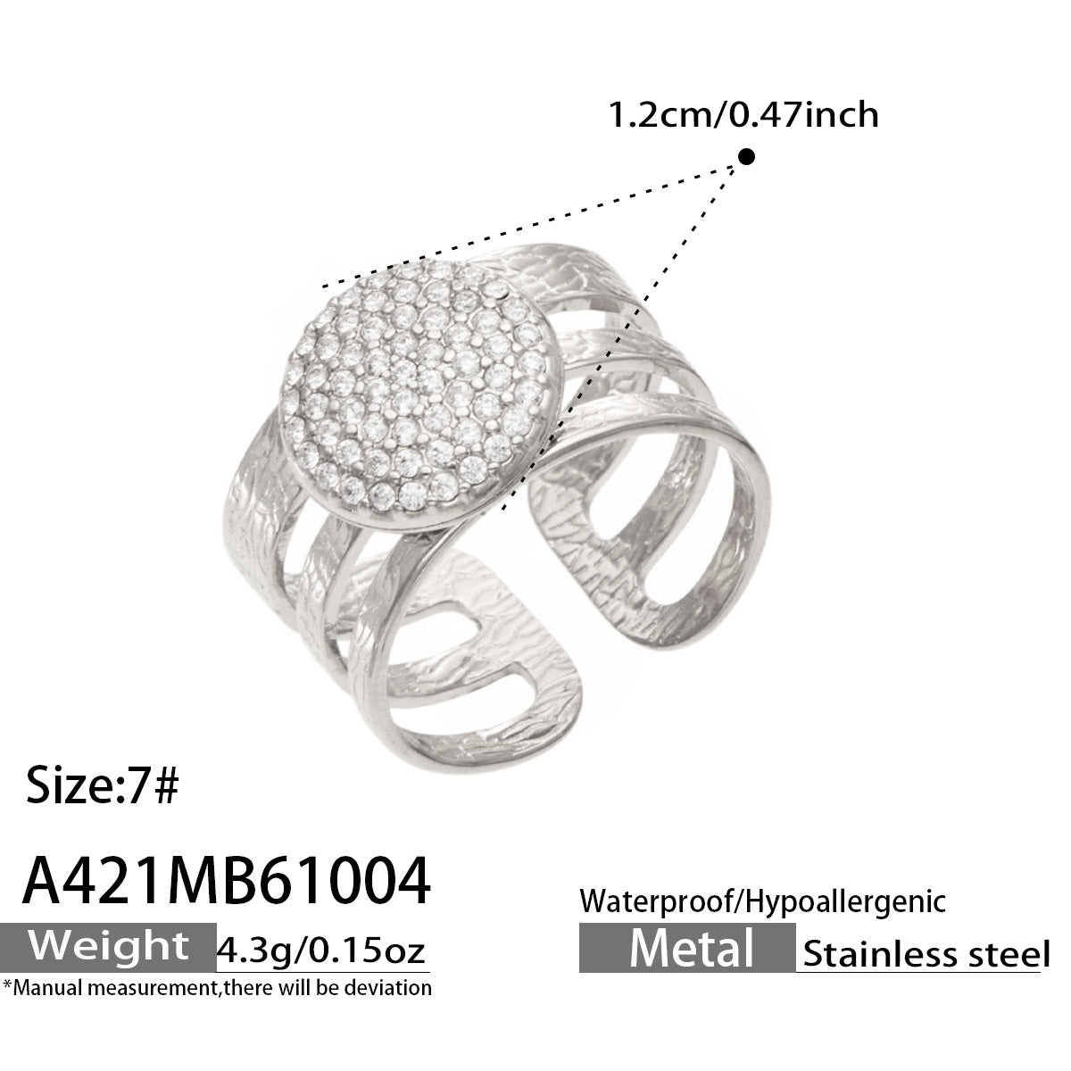 316L Stainless Steel 18K PVD Gold Star Zircon Open Ring made with 316L stainless steel and 18K PVD gold finish for wholesale jewelry buyers - image 16