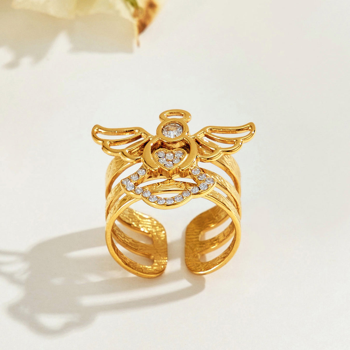 316L Stainless Steel 18K PVD Gold Star Zircon Open Ring made with 316L stainless steel and 18K PVD gold finish for wholesale jewelry buyers - image 19