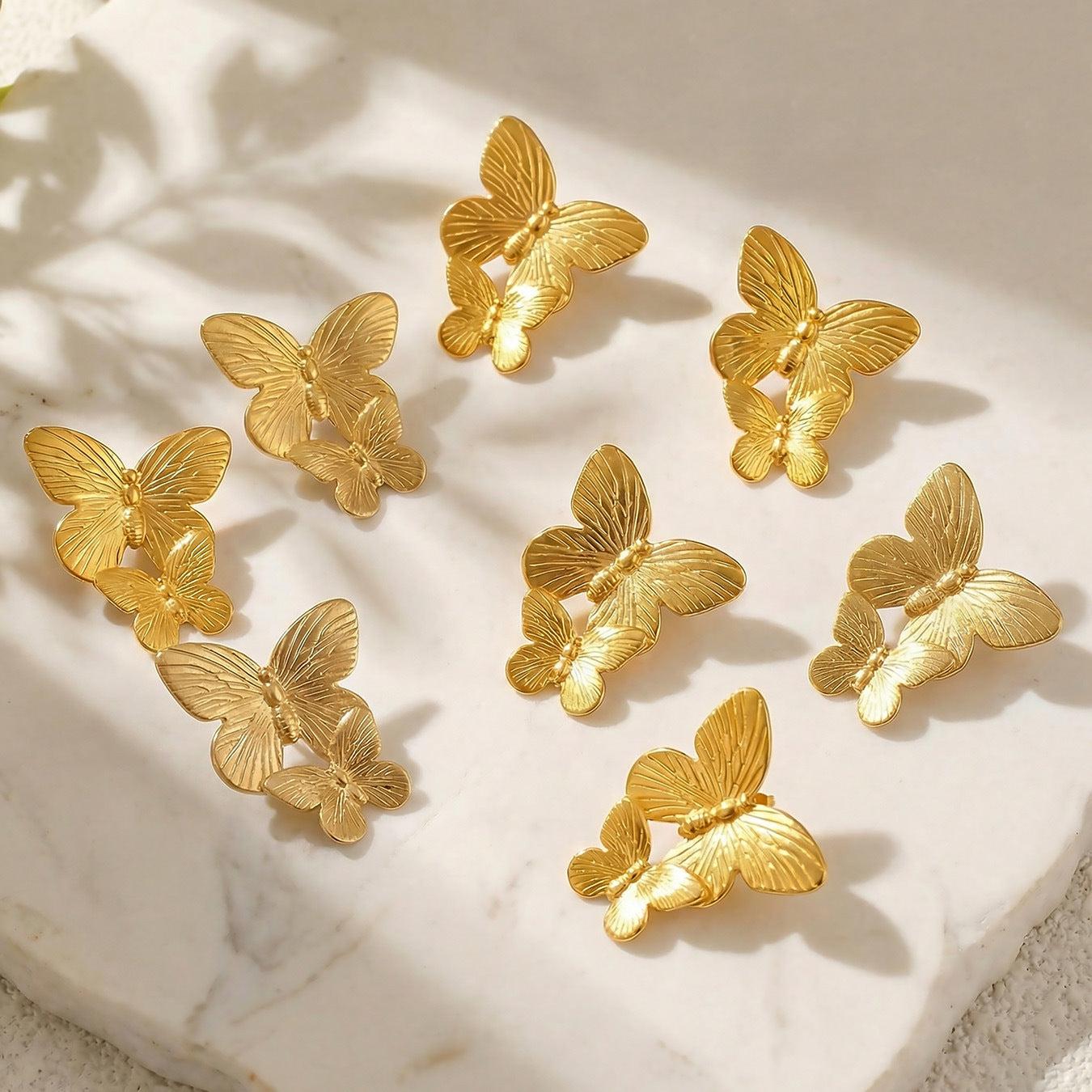 316L Stainless Steel 18K Gold PVD Plated Butterfly Earrings - exquisite craftsmanship detail
