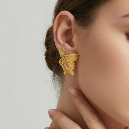316L Stainless Steel 18K Gold PVD Plated Butterfly Earrings - elegant lifestyle look