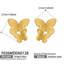 316L Stainless Steel 18K Gold PVD Plated Butterfly Earrings - sophisticated side angle