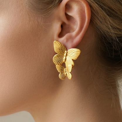 316L Stainless Steel 18K Gold PVD Plated Butterfly Earrings - premium jewelry aesthetic