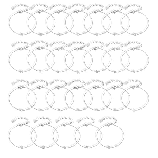 316L Stainless Steel 18K Gold PVD Plated CZ Initial Jewelry Set