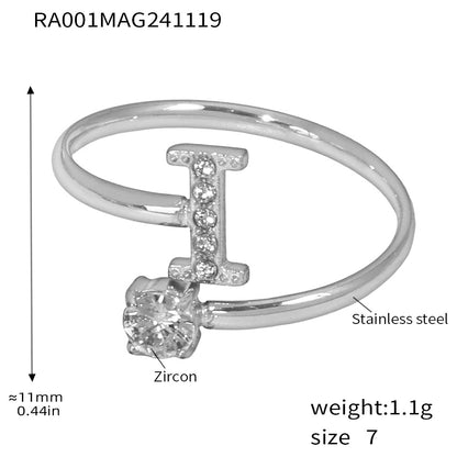 316L Stainless Steel 18K Gold PVD Plated CZ Initial Ring - exquisite craftsmanship detail