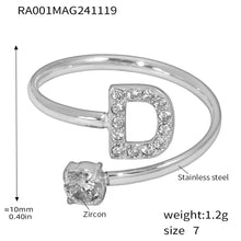 316L Stainless Steel 18K Gold PVD Plated CZ Initial Ring - sophisticated side angle