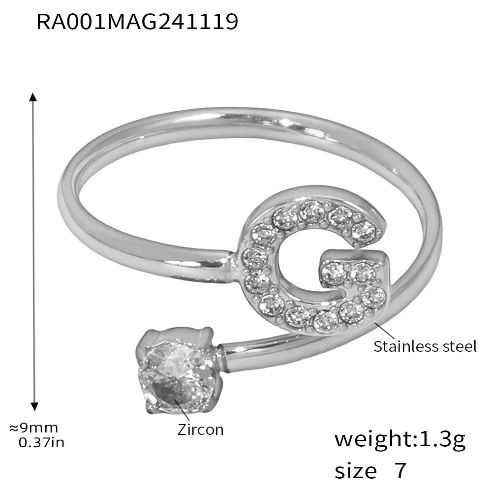 316L Stainless Steel 18K Gold PVD Plated CZ Initial Ring - exquisite craftsmanship detail