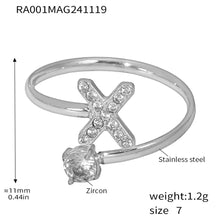 316L Stainless Steel 18K Gold PVD Plated CZ Initial Ring - front view showcase