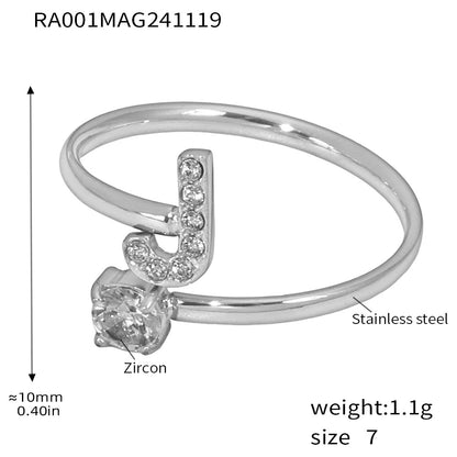 316L Stainless Steel 18K Gold PVD Plated CZ Initial Ring - exquisite craftsmanship detail