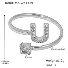 316L Stainless Steel 18K Gold PVD Plated CZ Initial Ring - elegant lifestyle look