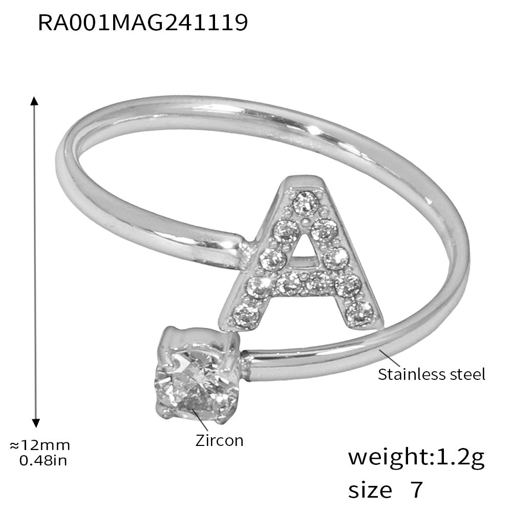 316L Stainless Steel 18K Gold PVD Plated CZ Initial Ring - exquisite craftsmanship detail