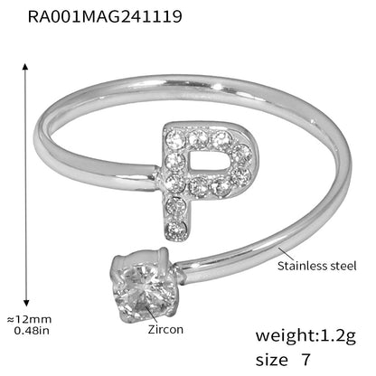 316L Stainless Steel 18K Gold PVD Plated CZ Initial Ring - exquisite craftsmanship detail