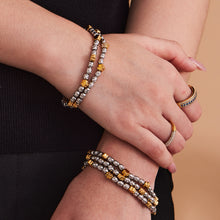 316L Stainless Steel 18K Gold PVD Plated Floral Stretch Bracelet - front view showcase