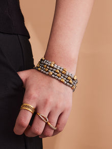 316L Stainless Steel 18K Gold PVD Plated Floral Stretch Bracelet - elegant lifestyle look