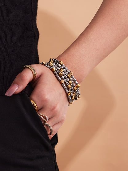 316L Stainless Steel 18K Gold PVD Plated Floral Stretch Bracelet - elegant lifestyle look