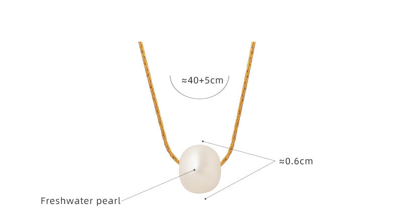 316L Stainless Steel 18K Gold PVD Plated Freshwater Pearl Minimalist Necklace - elegant lifestyle look