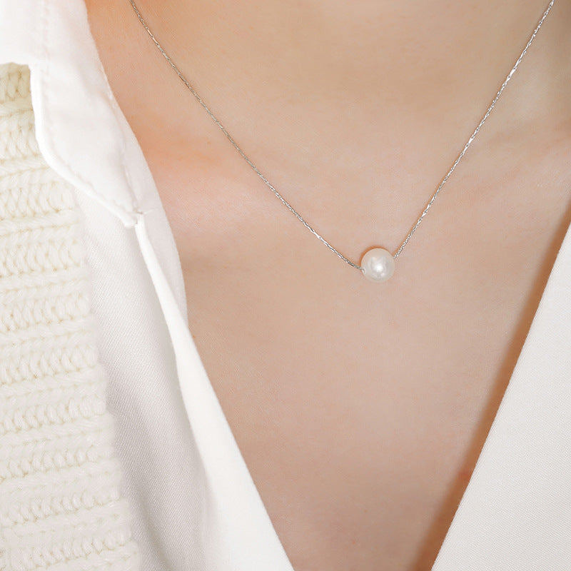 316L Stainless Steel 18K Gold PVD Plated Freshwater Pearl Minimalist Necklace - luxury texture close up