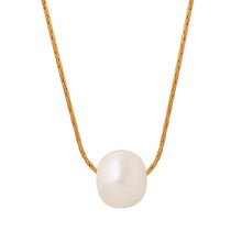 316L Stainless Steel 18K Gold PVD Plated Freshwater Pearl Minimalist Necklace - sophisticated side angle