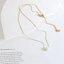316L Stainless Steel 18K Gold PVD Plated Freshwater Pearl Minimalist Necklace - front view showcase