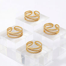 316L Stainless Steel 18K Gold PVD Plated Geometric Zircon Ring - exquisite craftsmanship detail