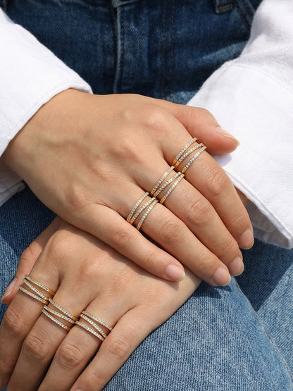 316L Stainless Steel 18K Gold PVD Plated Geometric Zircon Ring - luxury texture close up
