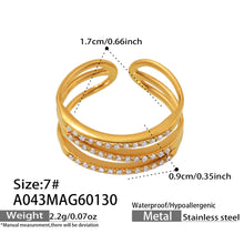 316L Stainless Steel 18K Gold PVD Plated Geometric Zircon Ring - premium jewelry aesthetic