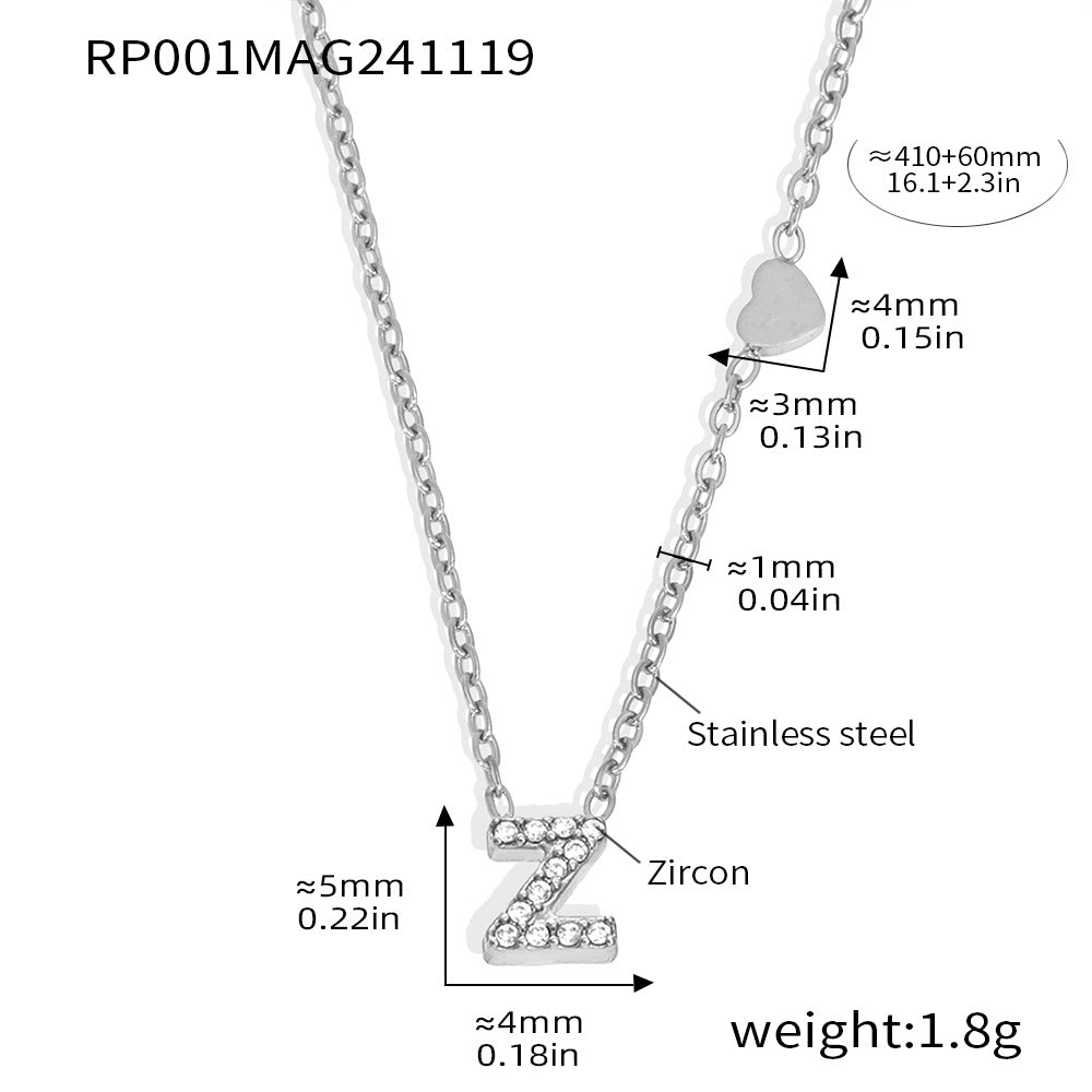316L Stainless Steel 18K Gold PVD Plated Initial Zircon Jewelry Set - front view showcase