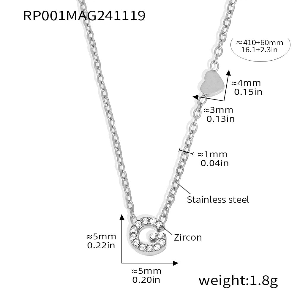 316L Stainless Steel 18K Gold PVD Plated Initial Zircon Jewelry Set - luxury texture close up