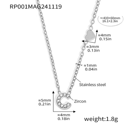 316L Stainless Steel 18K Gold PVD Plated Initial Zircon Jewelry Set - premium jewelry aesthetic