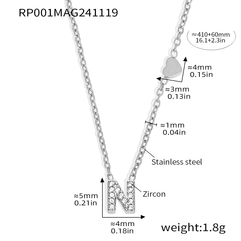 316L Stainless Steel 18K Gold PVD Plated Initial Zircon Jewelry Set - elegant lifestyle look