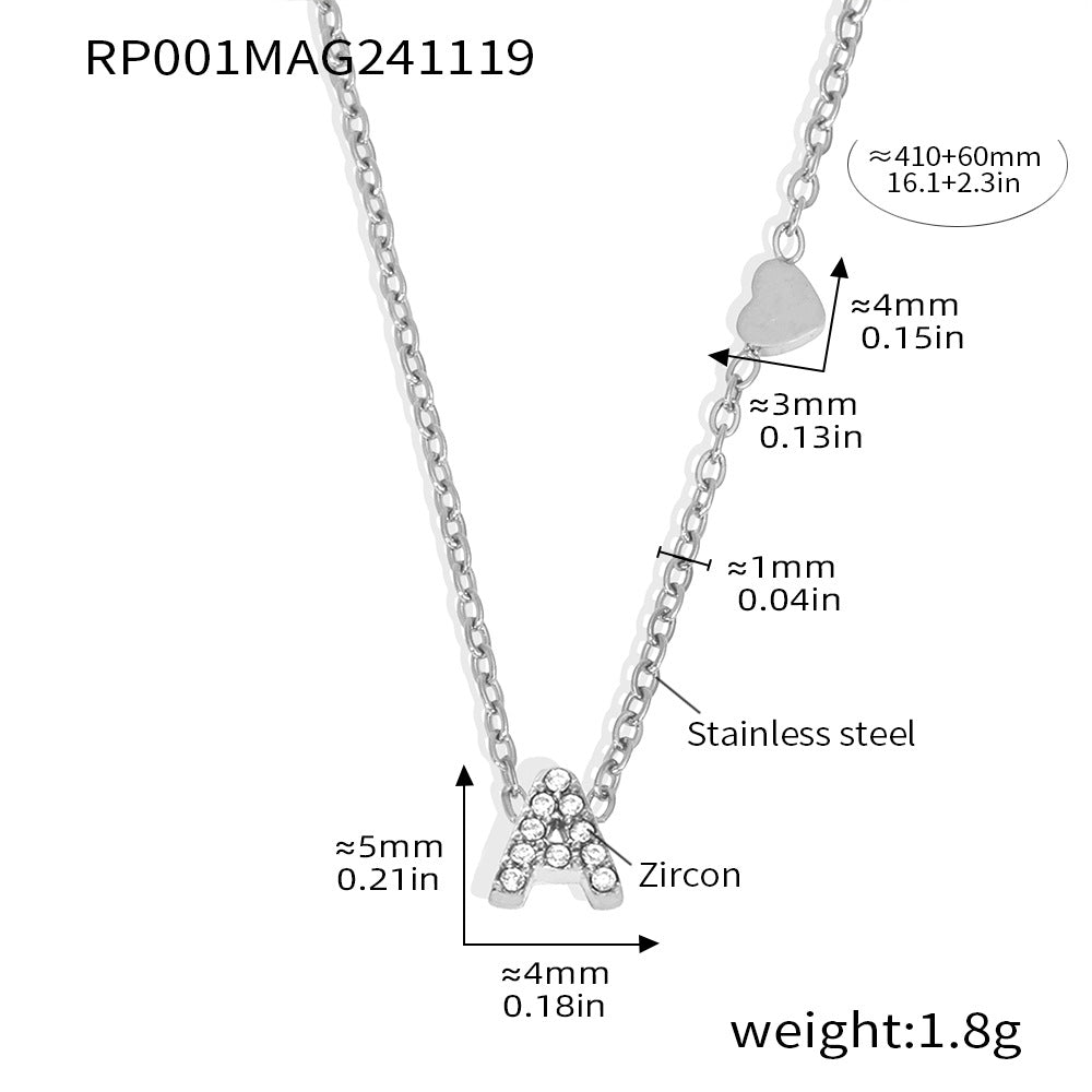 316L Stainless Steel 18K Gold PVD Plated Initial Zircon Jewelry Set - luxury texture close up