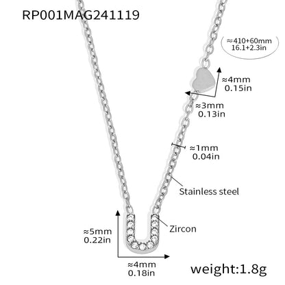 316L Stainless Steel 18K Gold PVD Plated Initial Zircon Jewelry Set - sophisticated side angle